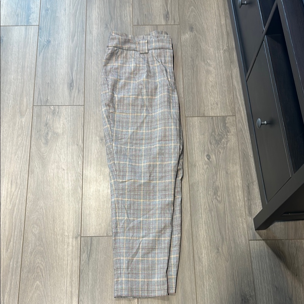 Express Gray and Brown Trousers Classic Plaid Design